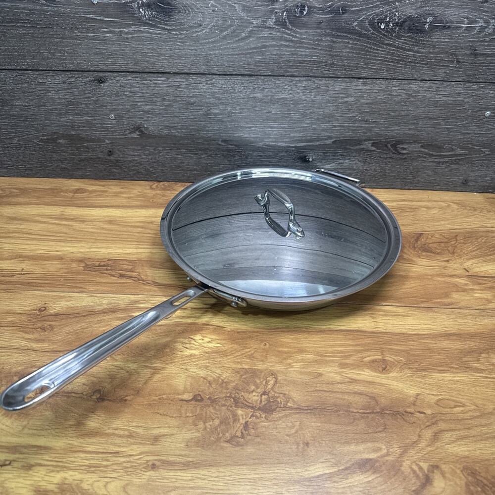 All-Clad Copper Core 5-Ply Bonded Skillet Get Pan 12 Inches With Lid